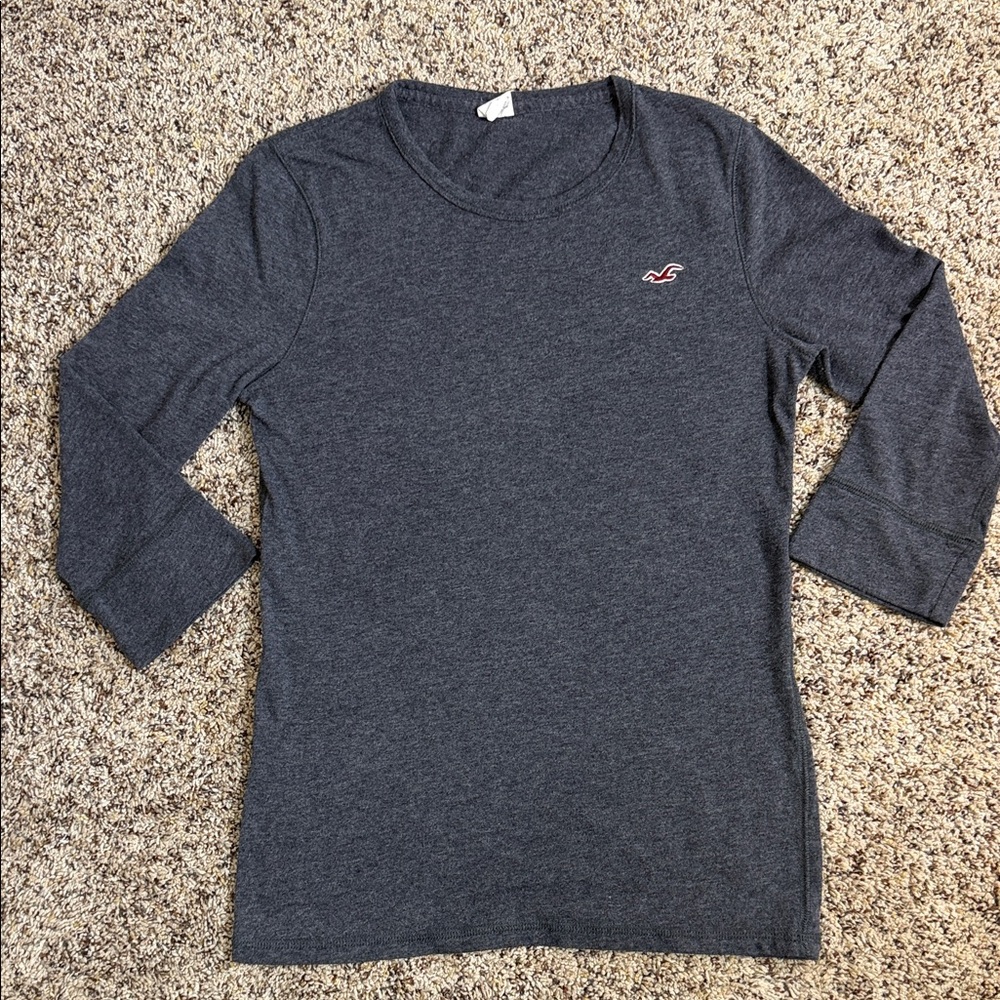 Y2K Hollister Dark Gray 3/4 Sleeve Tee